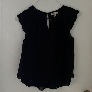 Monteau Black Keyhole Blouse
